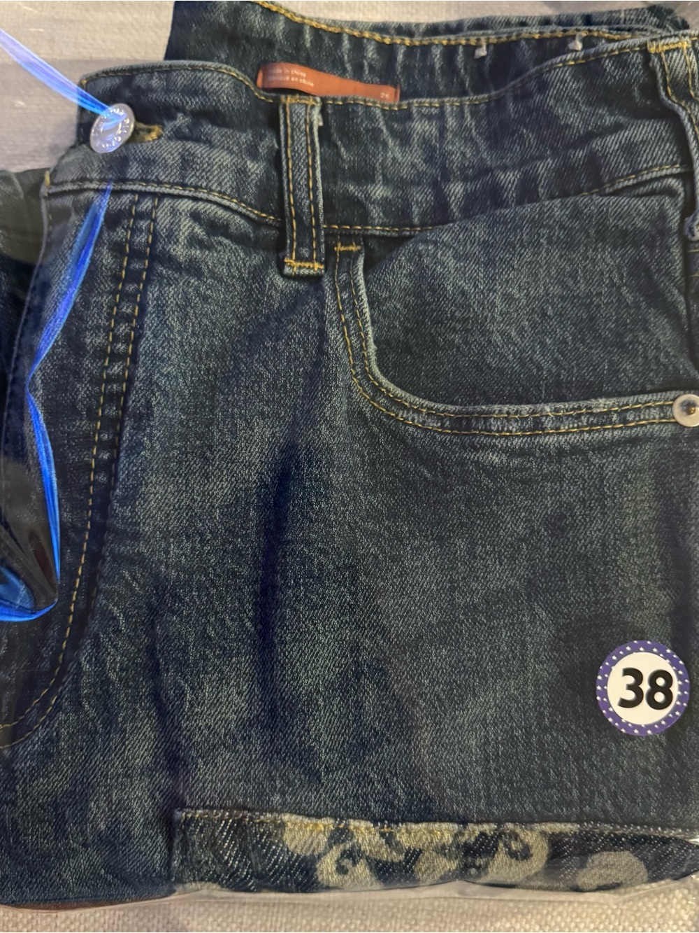 Anthropologie Pilcro The Borrowed Boyfriend Patchwork Blue Jeans Size 26 - Picture 16 of 16